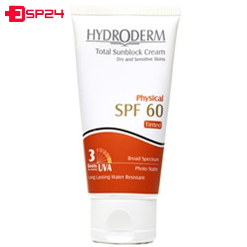 کرم ضد آفتاب فیزیکال SPF60 رنگی بژ روشن هیدرودرم  50 میلی لیتر