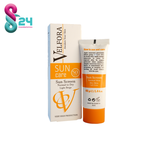 کرم ضدآفتاب رنگی بژ روشن پوست خشک و نرمال spf50 ولفرا