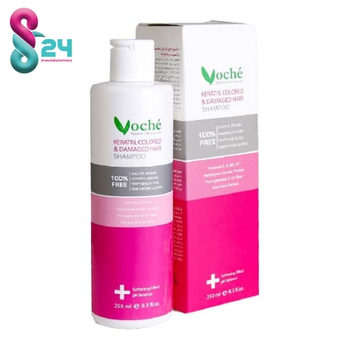 شامپو حاوی کراتین مناسب موهای رنگ شده و آسیب دیده وچه 250  میلی لیتر ( Voche Keratin Colored And Damaged Hair Shampoo 250ml )