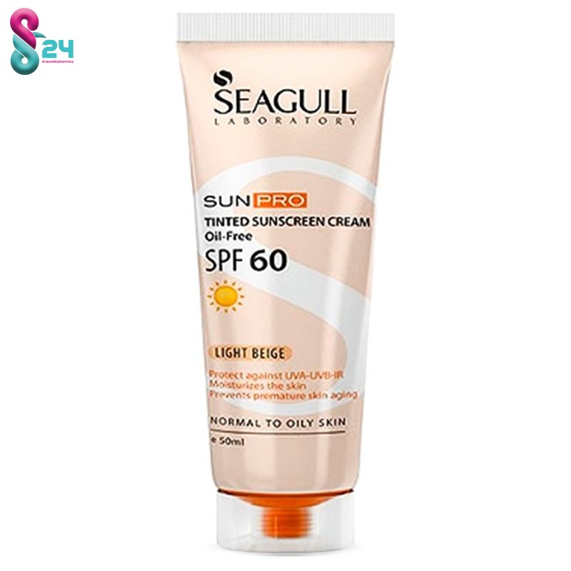 کرم ضد آفتاب رنگی SPF60 سی گل مناسب پوست های معمولی تا چرب  بژ روشن
