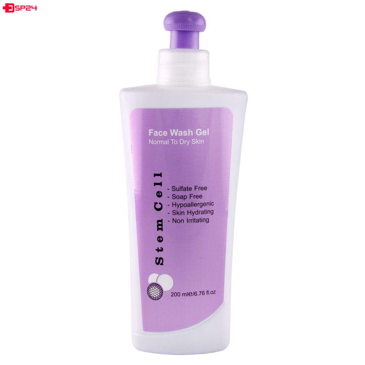 ژل شستشوی صورت استم سل مخصوص پوست نرمال تا خشک مدل Face Wash حجم 200 میلی لیتر