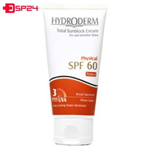 کرم ضد آفتاب فیزیکال SPF60 رنگی بژ روشن هیدرودرم  50میلی لیتر